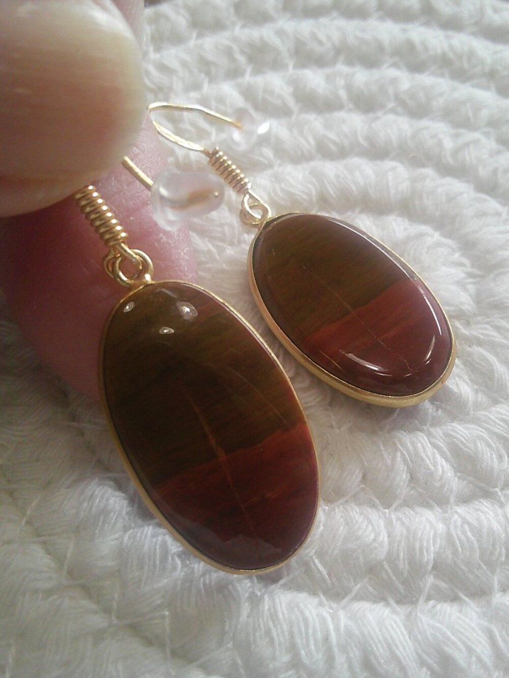 Gorgeous OCEAN JASPER Handmade GOLD Dangle Earrings #281F